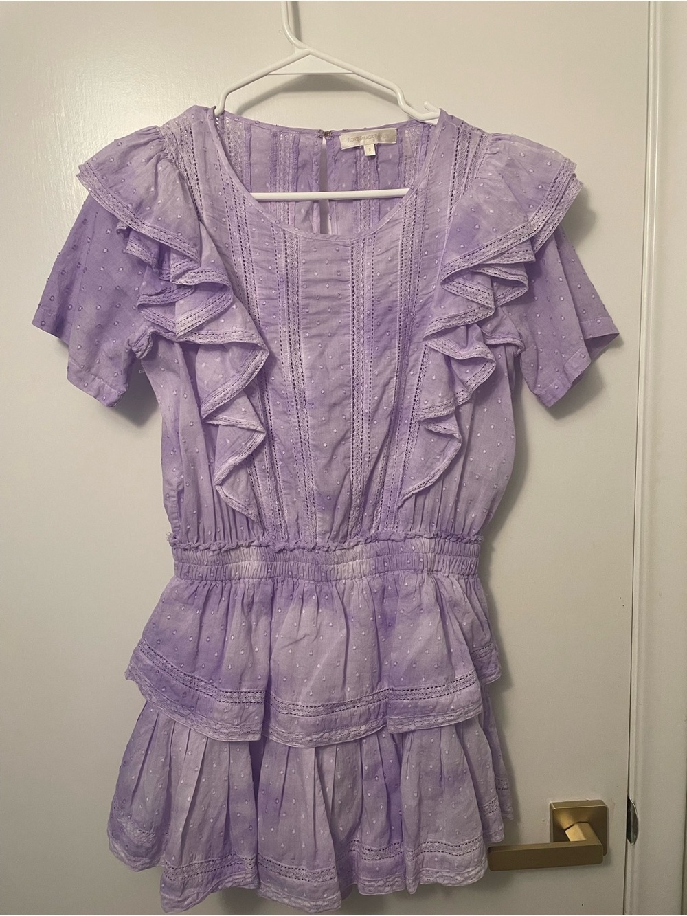 LoveShackFancy Lilac Ruffle Eyelet Dress for Kids